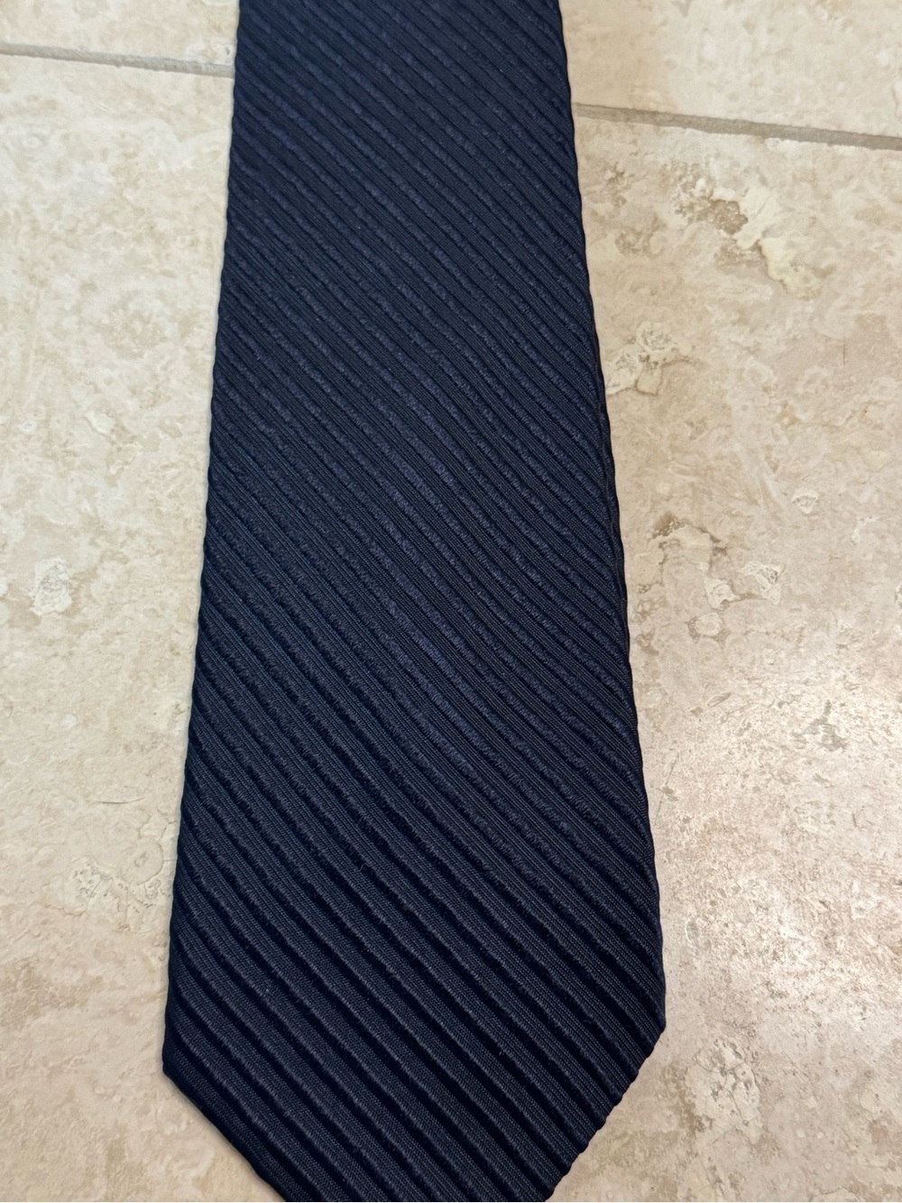 Lanvin Men's Silk Navy Striped-Textured Tie - Picture 4 of 6